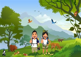 森林野外探险队员flash动画